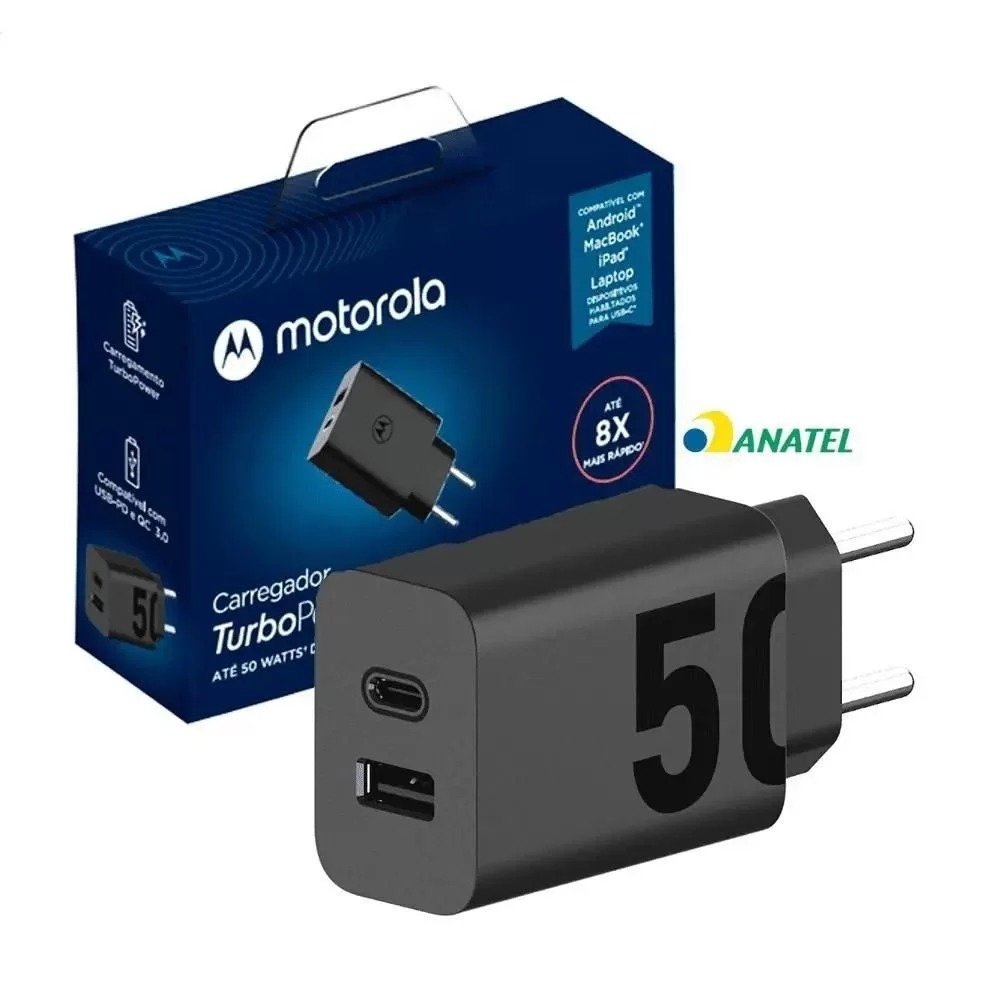 Carregador Turbo Power 50W Motorola USB TIPO C Duo Original - Imagem 3